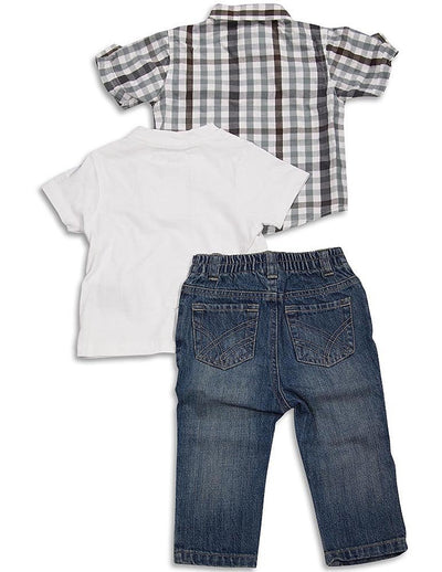 Kenneth Cole Reaction - Baby Boys 3 Piece Short Sleeve Jean Pant Set