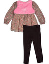 Me Me Me by Lipstik - Little Girls' Long Sleeve Leopard and Floral Pant Set