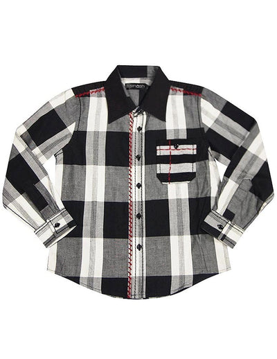 Smash - Little Boys Long Sleeve Western Inspired Shirt - 14 Color Combinations