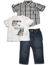 Kenneth Cole Reaction - Baby Boys 3 Piece Short Sleeve Jean Pant Set