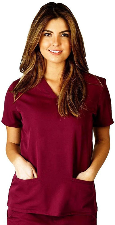 UltraSoft Premium Classic 3 Pocket V-Neck Medical Scrub Top For Women - JUNIOR FIT