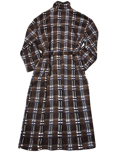 Pierre Cardin - Mens Long Sleeve Plush Microfiber Plaid Robe