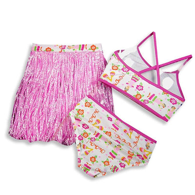 Swim 'N Pretty - Little Girls' 3 Piece Swimwear Set, Bikini and Hula Skirt