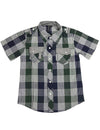 Smash - Little Boys Short Sleeve Plaid Shirt, Dark Green, Navy 32273-4