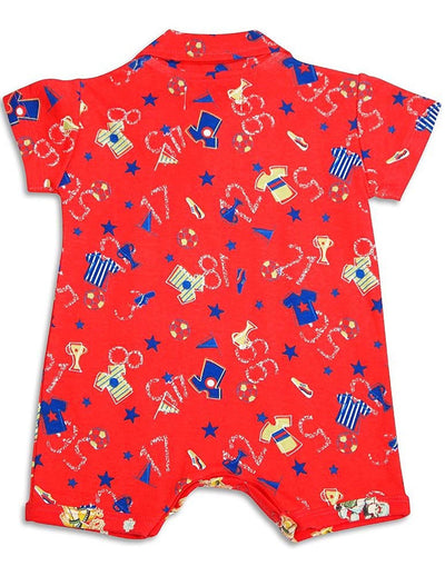 Pepper Toes - Baby Boys Short Sleeve Romper, Red