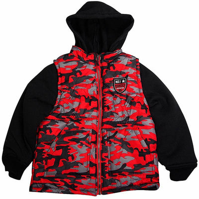 iXtreme - Big Boys Hooded Mock Camo Vest Winter Jacket