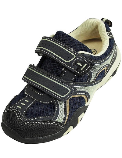 Coodo - Boy's Athletic Velcro Strap Light Weight Running Sneakers Shoes, Navy, Grey 38379-12MUSLittleKid