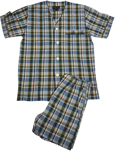 Majestic International - Mens SS Short Leg BroadclothPlaid Pajamas