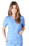 UltraSoft Premium 2 Pocket Cross Over Tunic Medical Scrub Top For Women - JUNIOR FIT