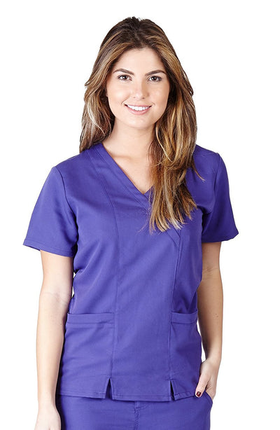 UltraSoft Premium 2 Pocket Cross Over Tunic Medical Scrub Top For Women - JUNIOR FIT