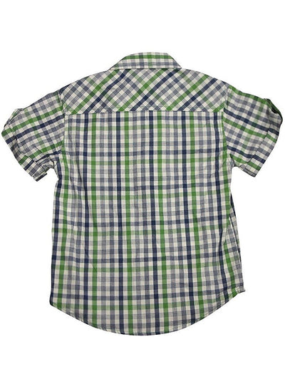 Smash - Little Boys Short Sleeve Plaid Shirt, Navy, Green 32272-4