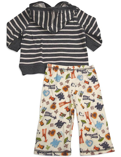 Pepper Toes - Baby Boys Long Sleeve Zoo Pals Hoody Pant Set