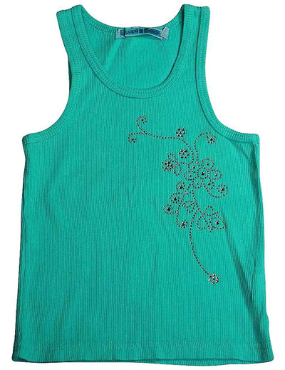 Silver Charm - Little Girls' Decorative Ribbed Tank