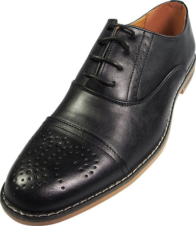 Via Farinella - Mens Genuine Leather Insole Cap Toe Lace Up Dress Shoe