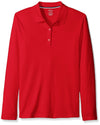 French Toast Girls' Long Sleeve Interlock Polo with Picot Collar