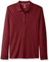 French Toast Girls' Long Sleeve Interlock Polo with Picot Collar