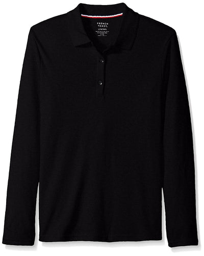 French Toast Girls' Long Sleeve Interlock Polo with Picot Collar