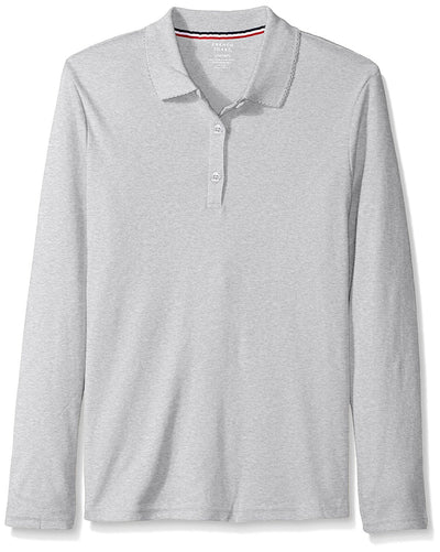 French Toast Girls' Long Sleeve Interlock Polo with Picot Collar