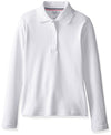 French Toast Girls' Long Sleeve Interlock Polo with Picot Collar