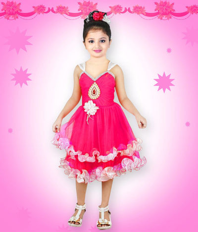 Pink Net Frock For Girls