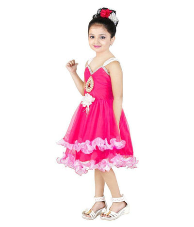 Pink Net Frock For Girls